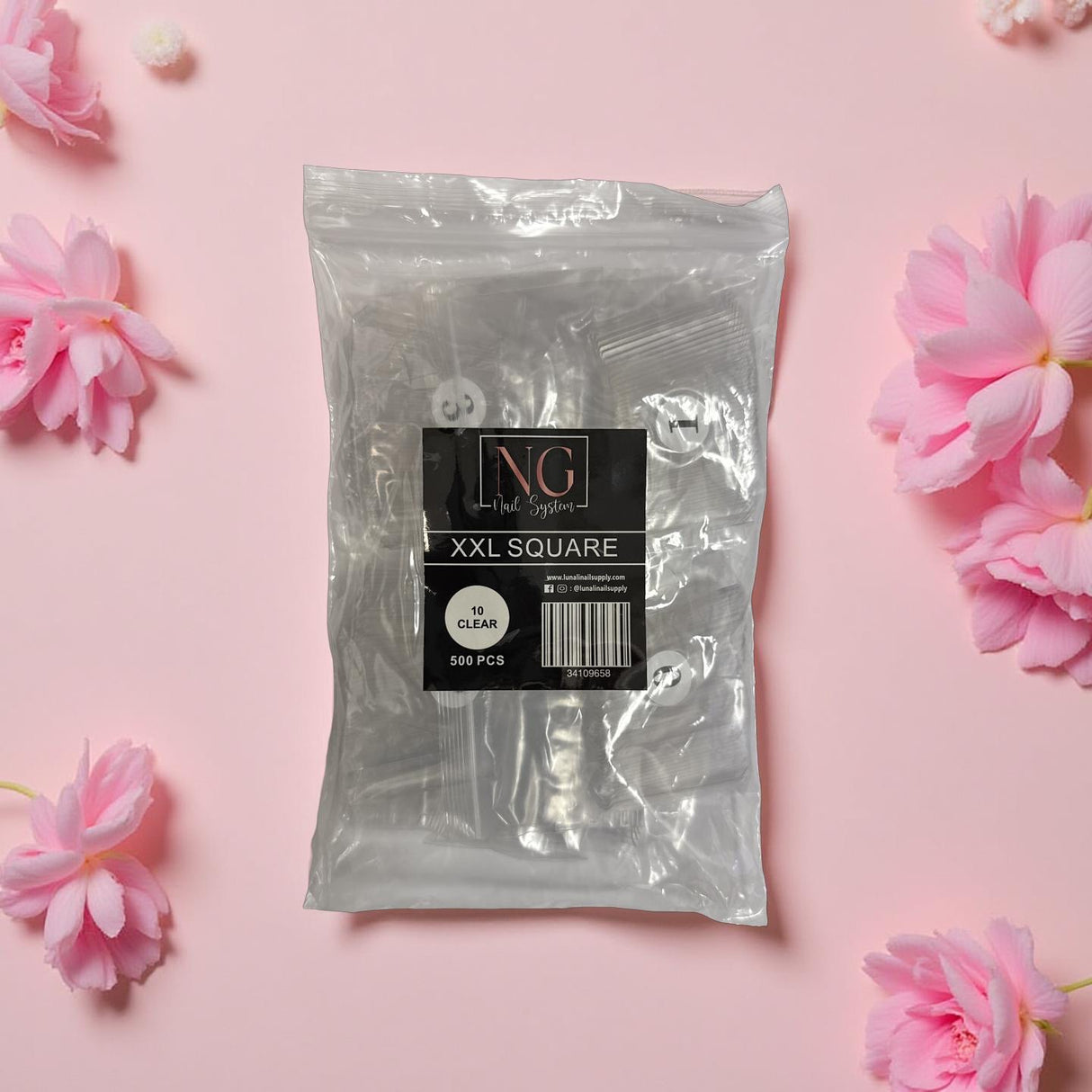 XXL No C Square Clear Nail Tip Bag - 500 pcs