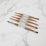 Nail Art Double Brush Set - 5pc | 10 Styles | White