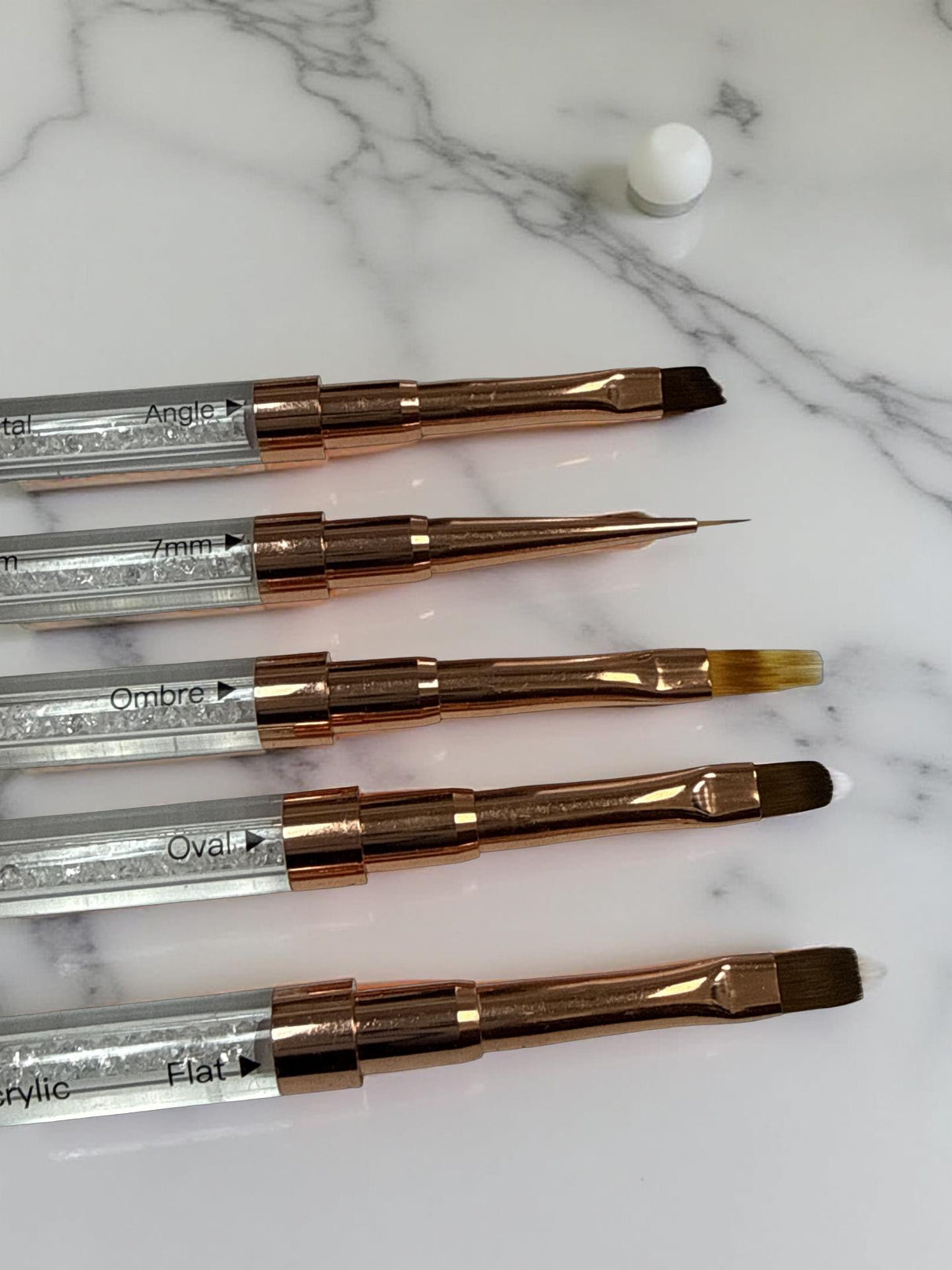 Nail Art Double Brush Set - 5pc | 10 Styles | White