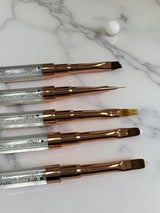 Nail Art Double Brush Set - 5pc | 10 Styles | White