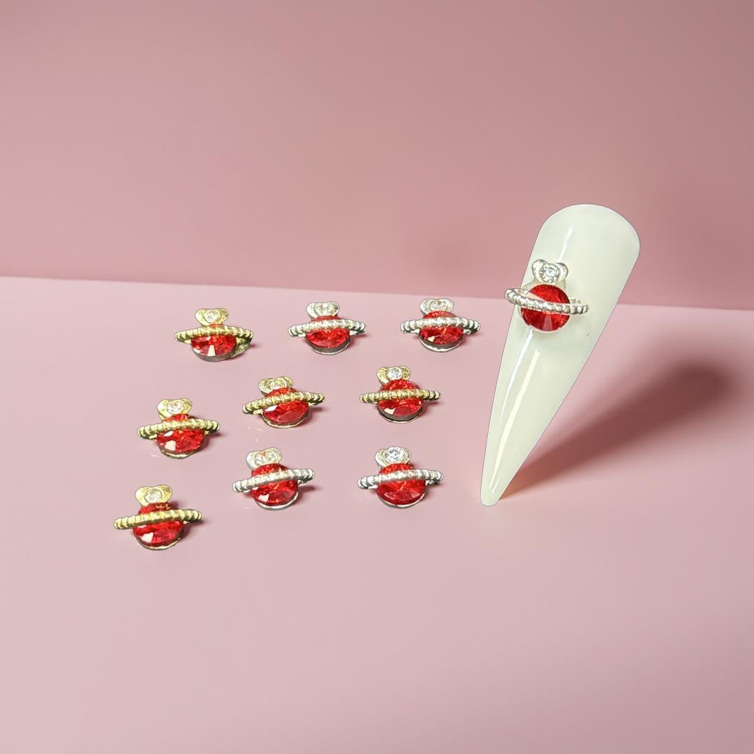 Red Planet Charm - Silver & Gold - 10pc