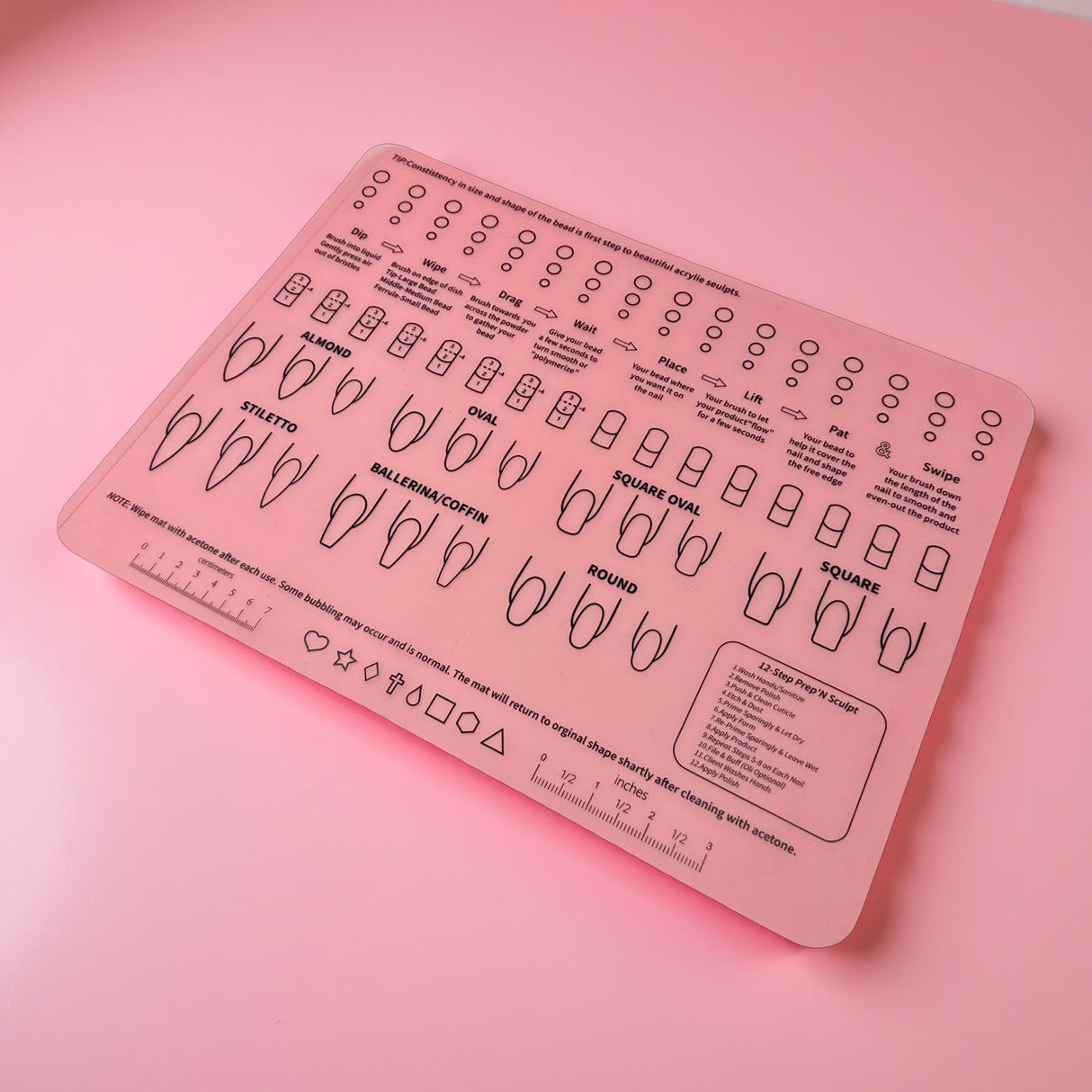 Pink Silicone Practice Nail Mat