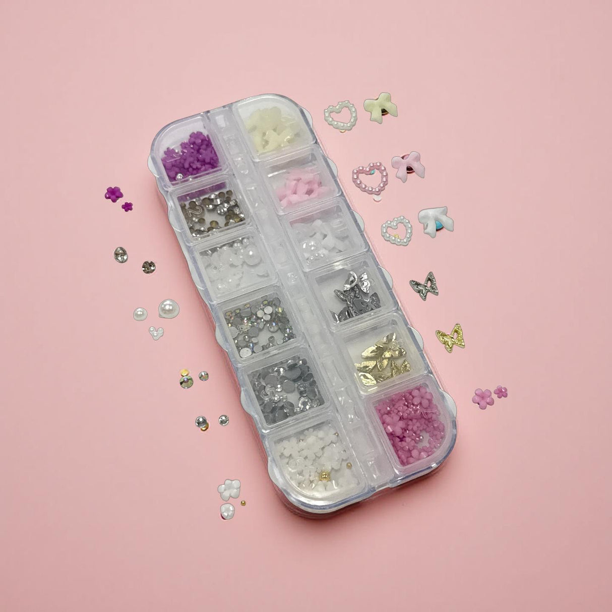 12 Grid Mix Nail Decoration Flower, Butterflies #02