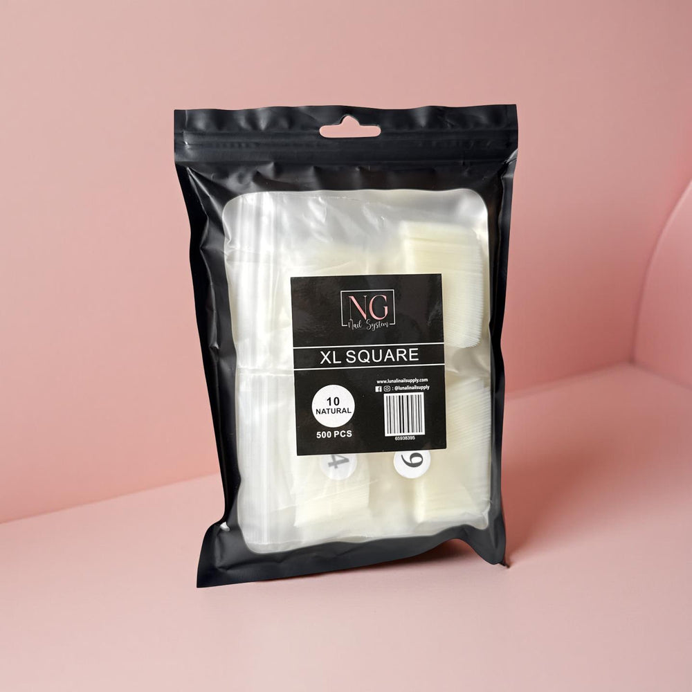 XL NO C Square Nail Tips - Natural
