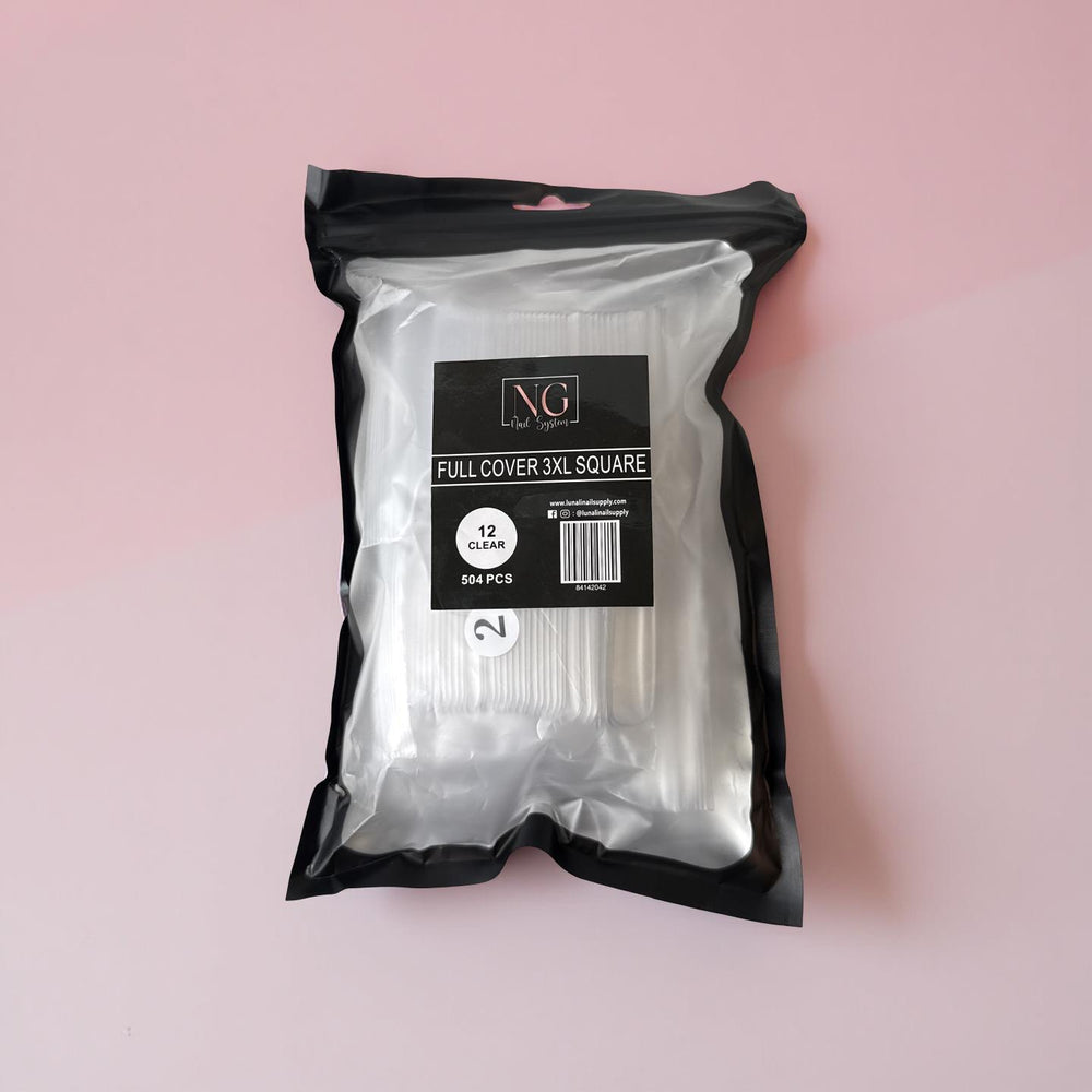 Full Cover Nail tips  3XL  Square   Clear / Nail Tips Bag 500pc