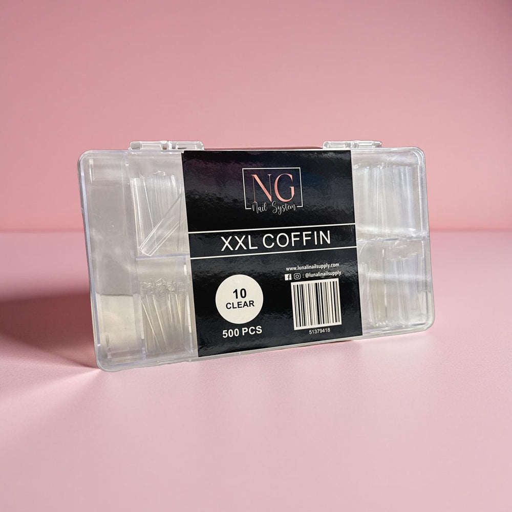 XXL NO C Coffin Nail Tips - Clear