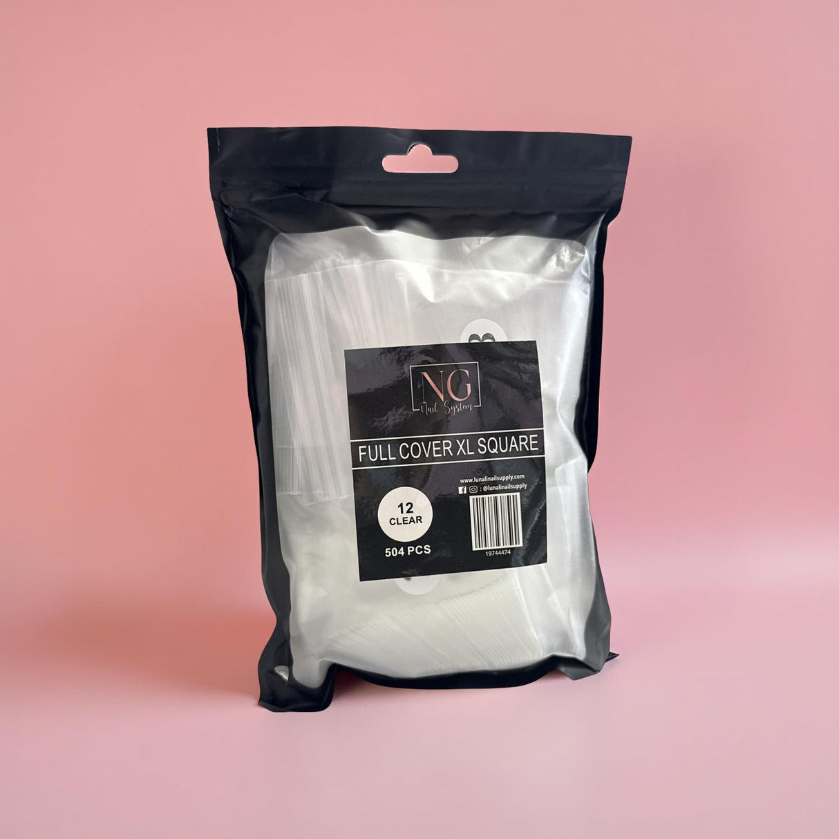Full  Cover XL Square Clear / Nail Tips Bag 0 to 9 - 504pcs