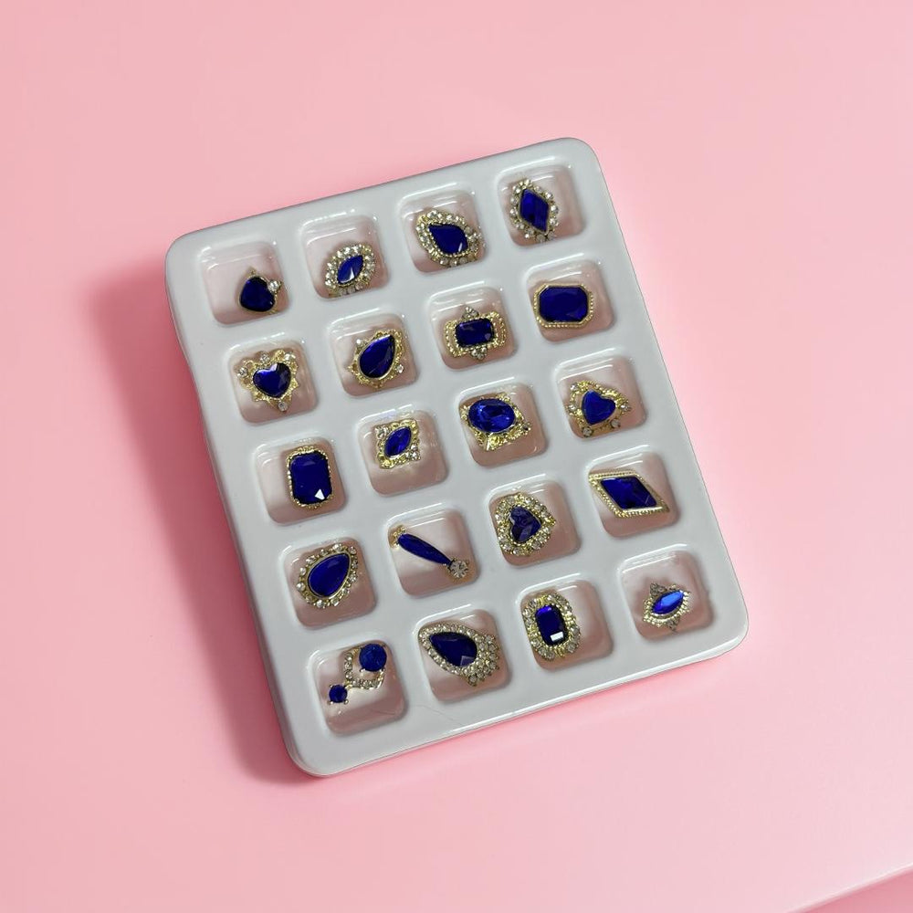 Rhinestone Set Blue - 20pc Mix Shapes