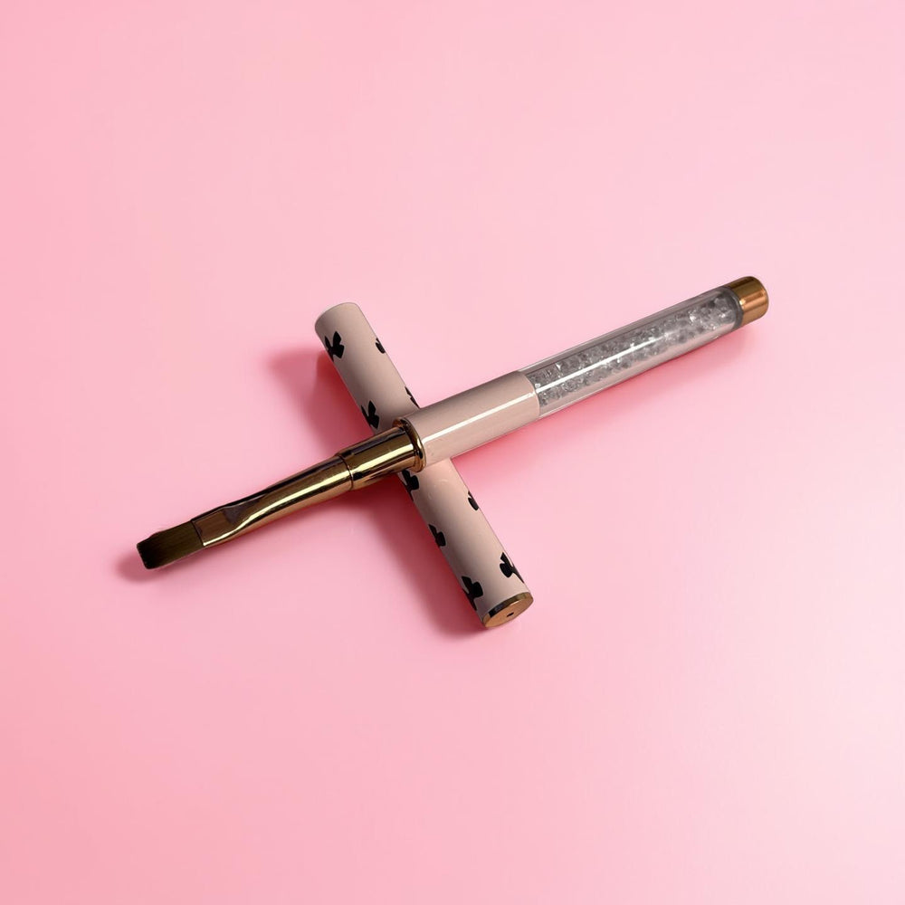 Flat Gel Nail Brush - Rose Pink Bowtie