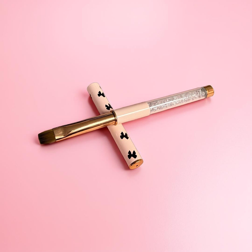 Flat Gel Nail Brush 8.5mm - Rose Pink Bowtie