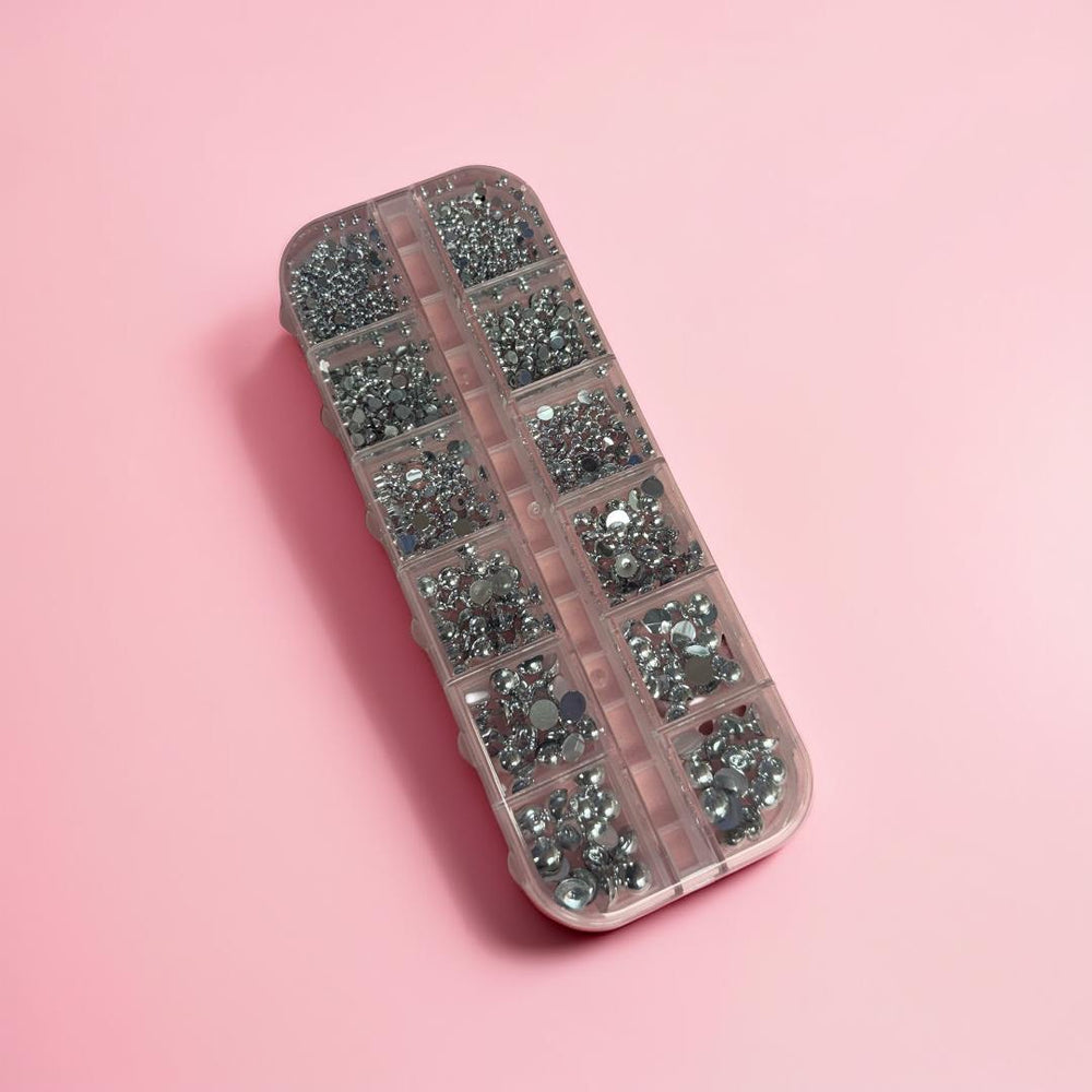 Half Round Silver Pearls - Flat Back