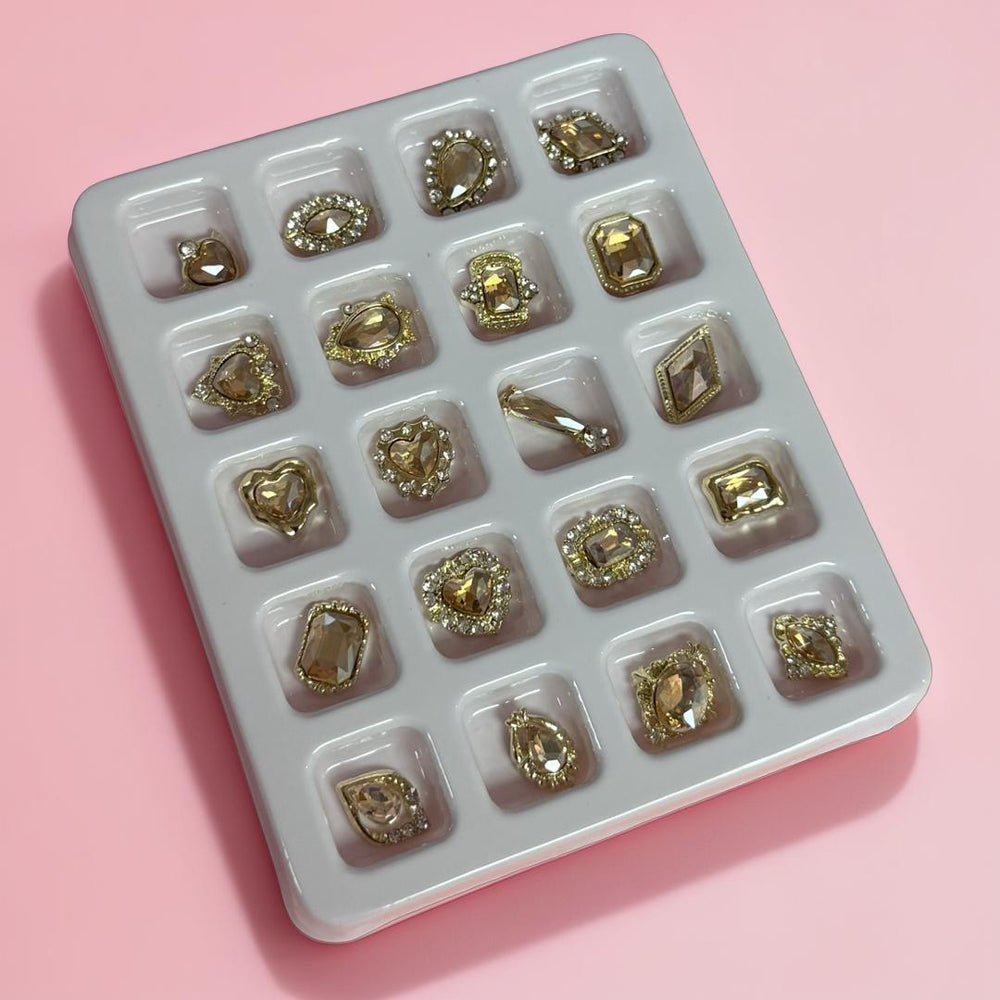 Rhinestone Set Champagne #10 | 20pc Mix Shapes