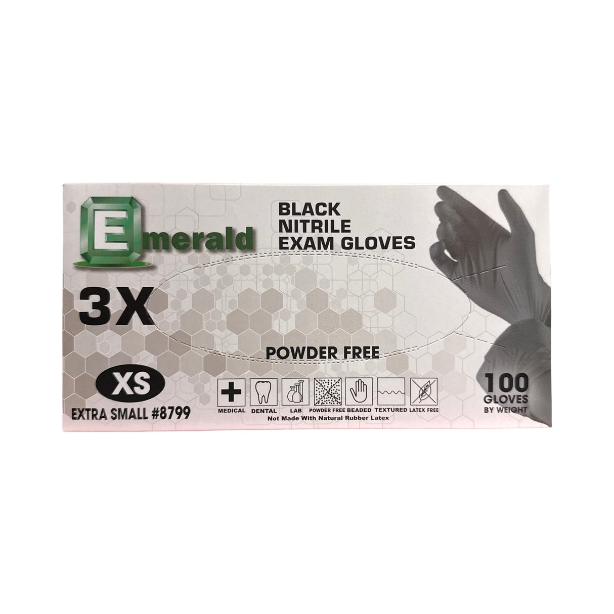 Emerald Black Nitrile  Glove - X-Small (100pc)