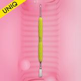 Manicure pusher Gummy with silicone handle UNIQ 11 TYPE 1 (straight flat and loop pusher)