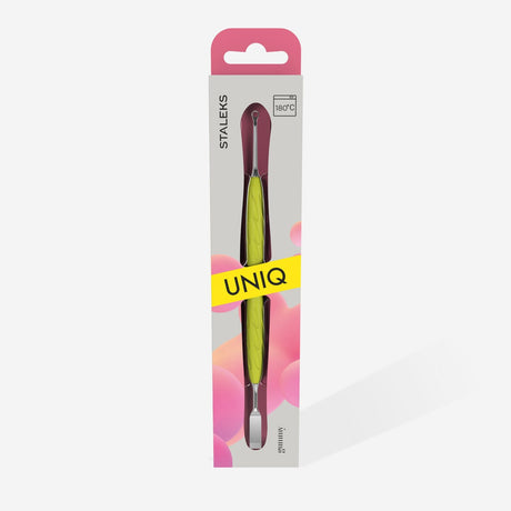 Manicure pusher Gummy with silicone handle UNIQ 11 TYPE 1 (straight flat and loop pusher)