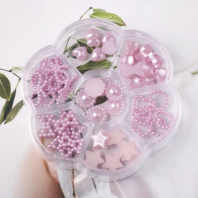 3D Nail Charms Hearts,Pearls Bowls