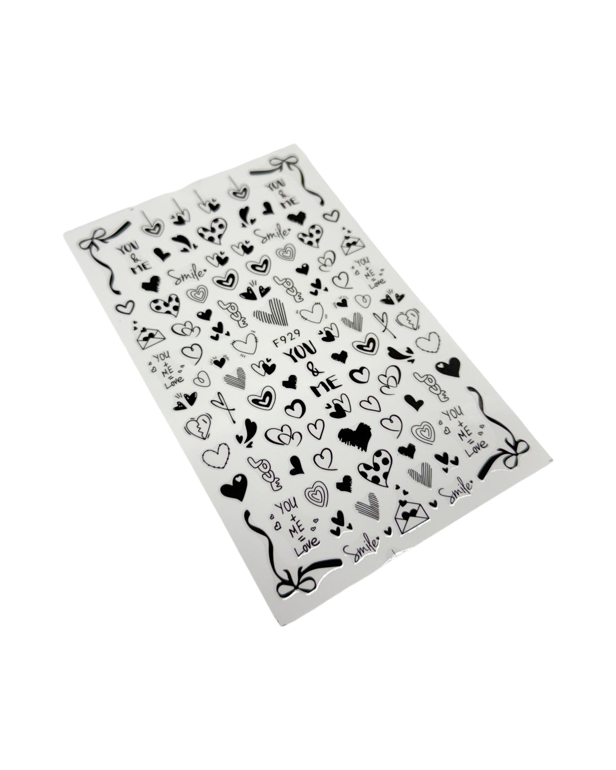 Black & White Hearts Mix - Nail Sticker - F929