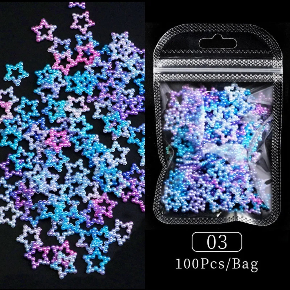 3D Start Mix Colors Pearls - Nail Decoration
