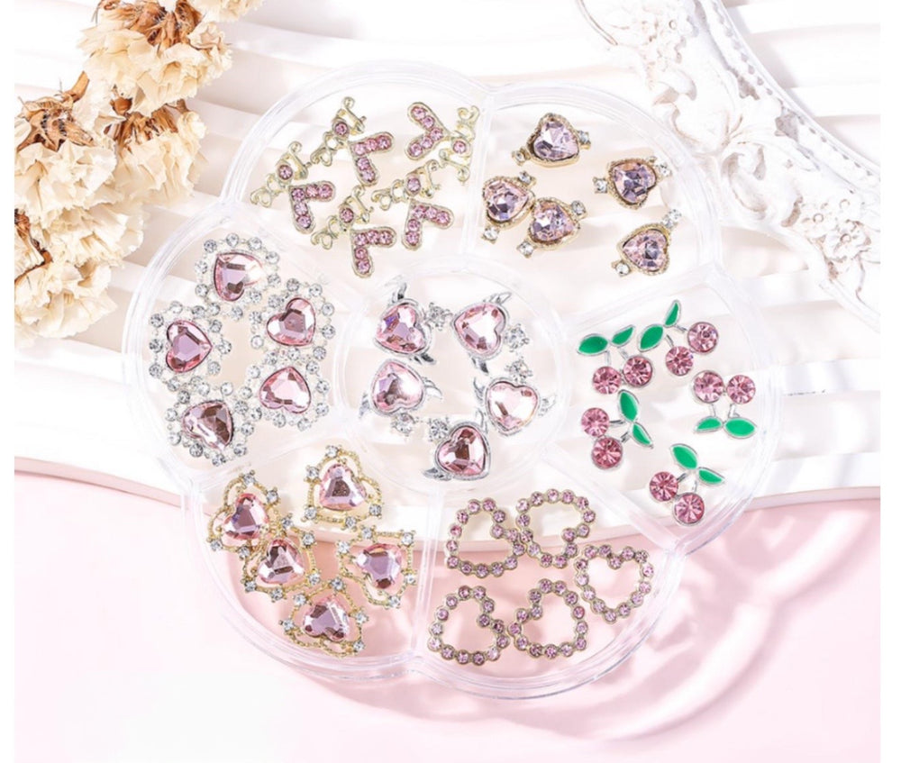 Mix Valentine Charm 7 Styles - Hearts & Cherry | Gold | Silver