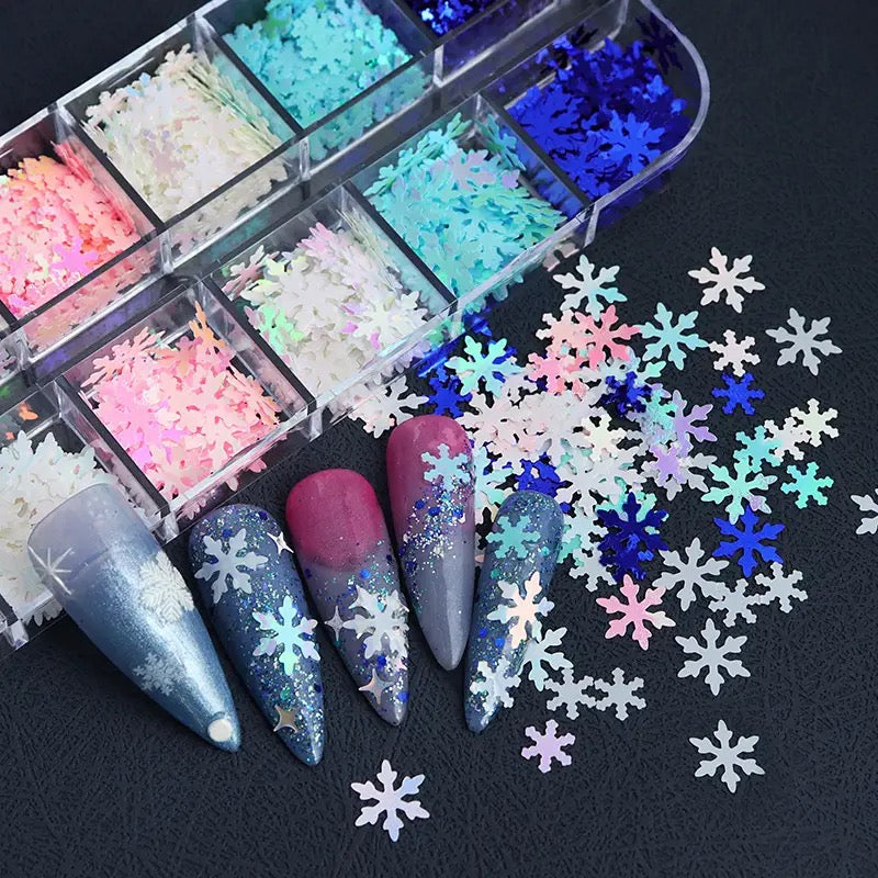 Winter Nail Art Snowflakes Sequins