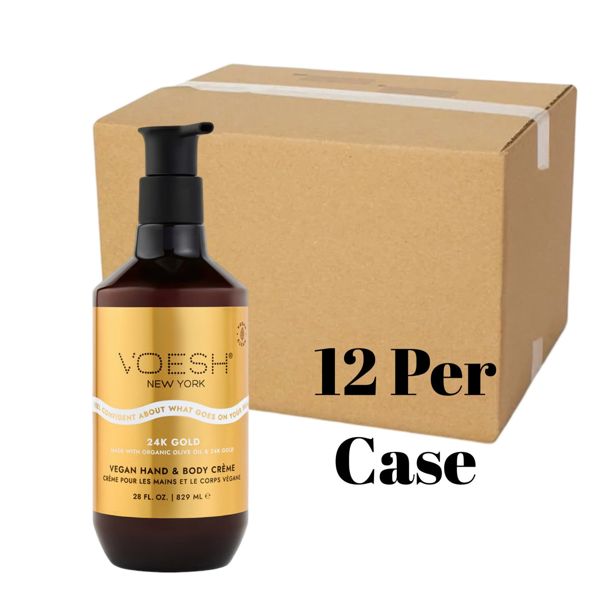 *(Case x 12) Vegan Hand & Body Crème 24K Gold - 28oz