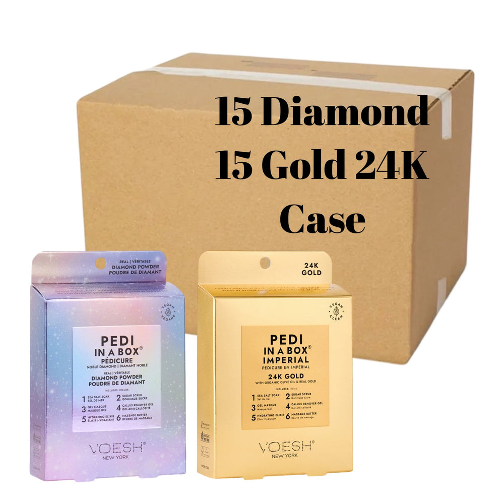 *(Case 30pc Mix) Pedi in a Box Steps - 24K Gold + Noble Diamond