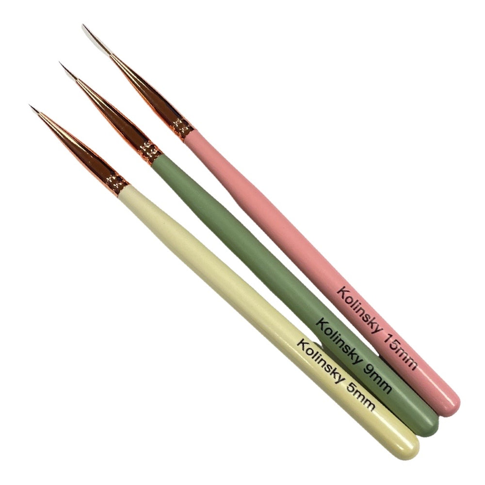 Nail Art Brush Set Kolinsky - 3pc