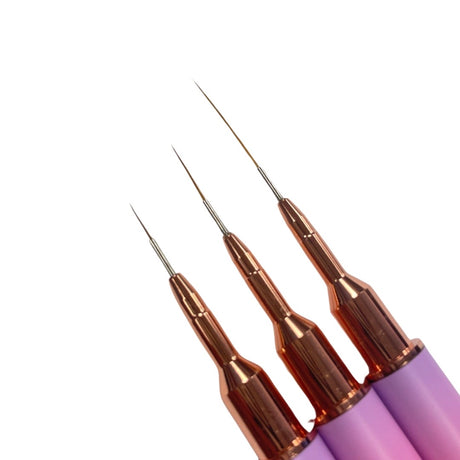 Nail Art Brush Set Kolinsky - 3pc | 6 Sizes - Pink Gradient Color