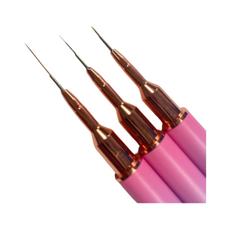 Nail Art Brush Set Kolinsky - 3pc | 6 Sizes - Pink Gradient Color