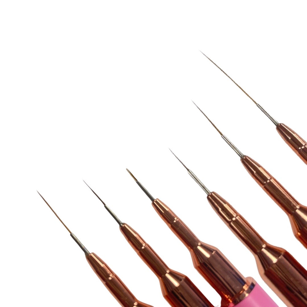 Nail Art Brush Set Kolinsky - 3pc | 6 Sizes - Pink Gradient Color
