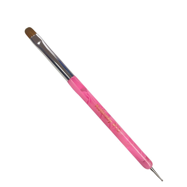 Kolinsky French Brush #12 w/ Dotting Tool (Pink)