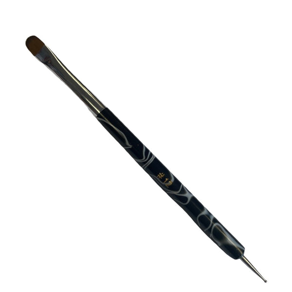 French Brush #12 w/ Dotting Tool (Black)