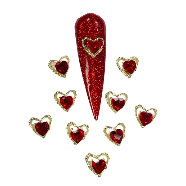 3D  Red Heart Nail  Charms