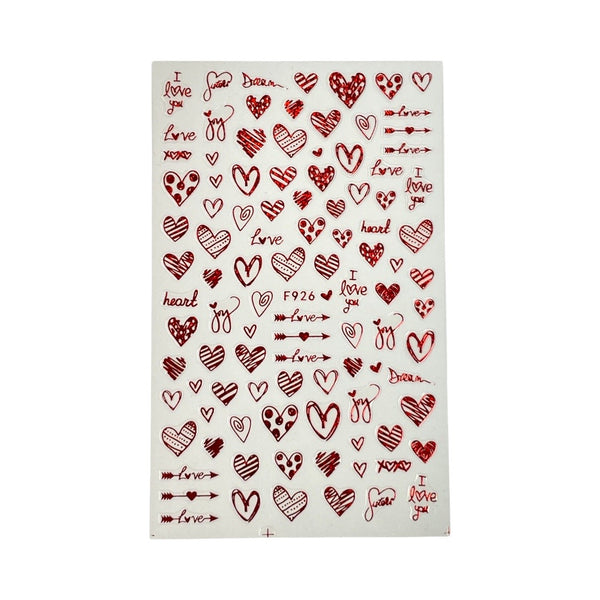 Hearts Valentine - Nail Sticker- F926