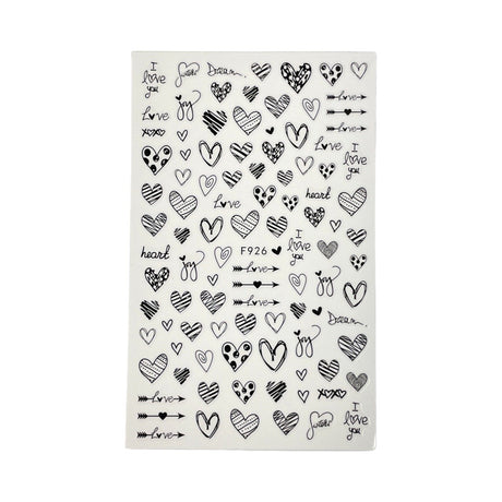 Black Hearts- Nail Sticker- F926