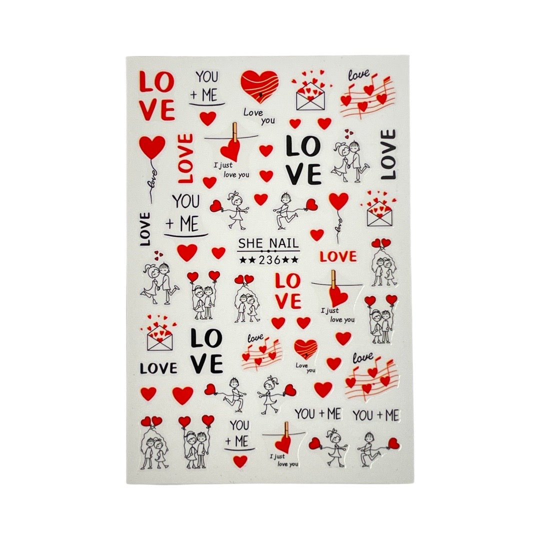 Valentines Art - Nail Sticker- 236