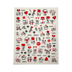 Valentine Line Art - Nail Sticker- WG823