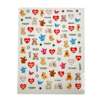 Teddy Bear Love - Nail Sticker- WG825