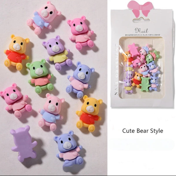 Cute Bears Charms - 12pc Mix Colors