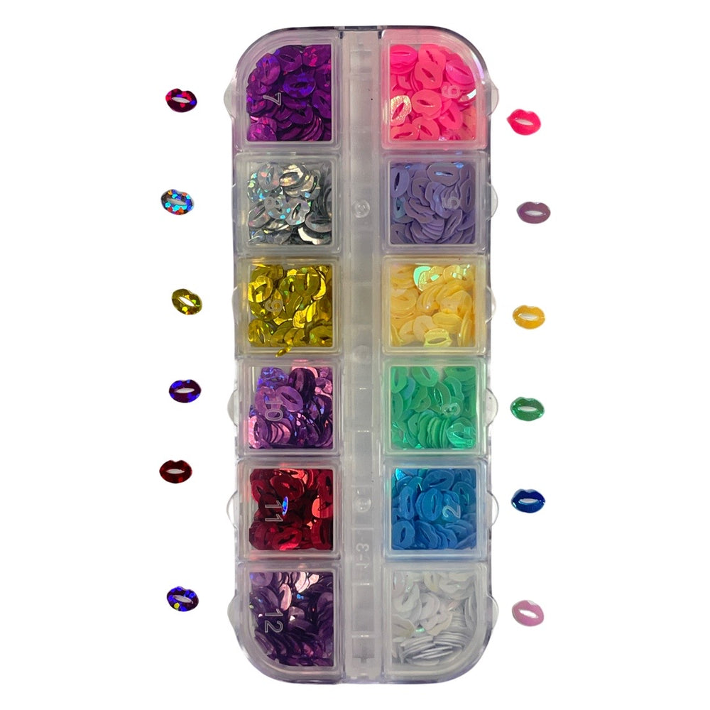 Nail Sequin Large- Lips - Mix Colors