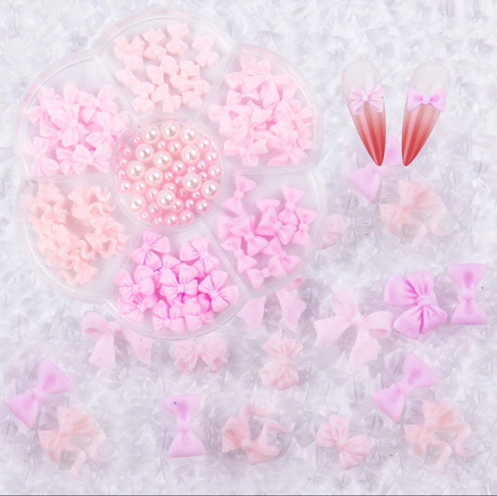 3D Bow Ties Pink Color Charm