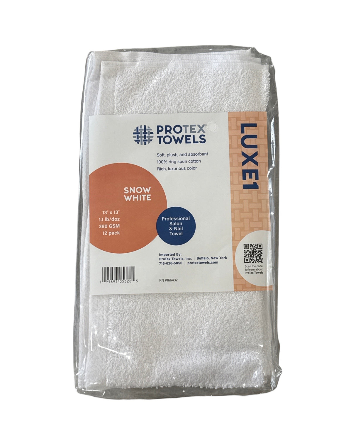 *(12 Pk) Luxe 1 Towel 13x13 - Snow White