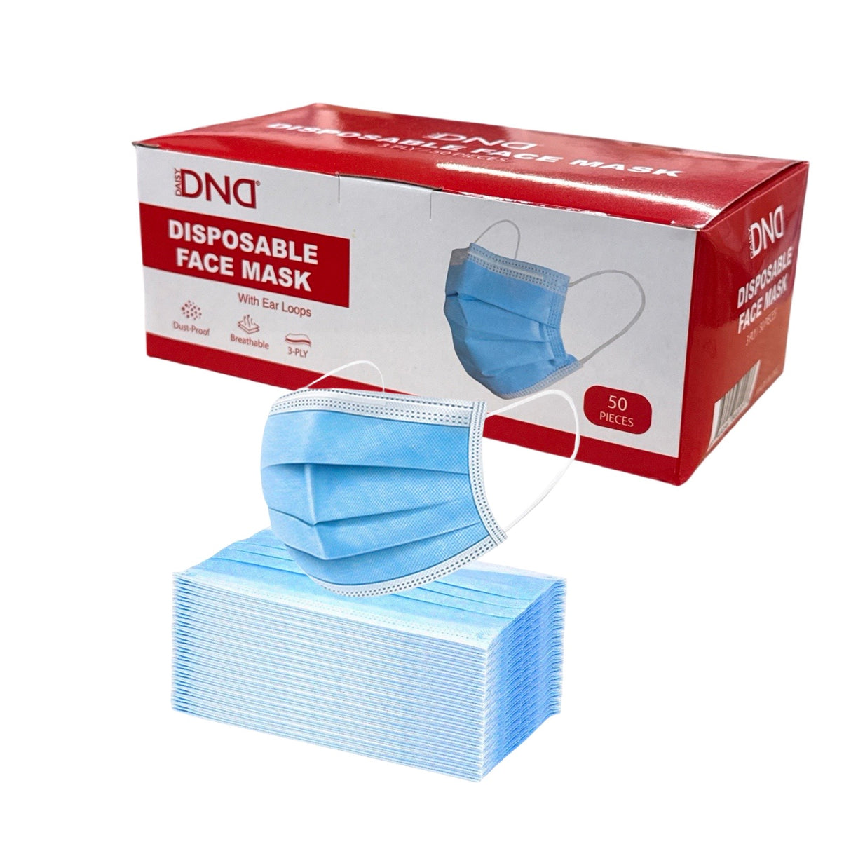 *DND Face Mask Blue - 50pc Box - 3 ply