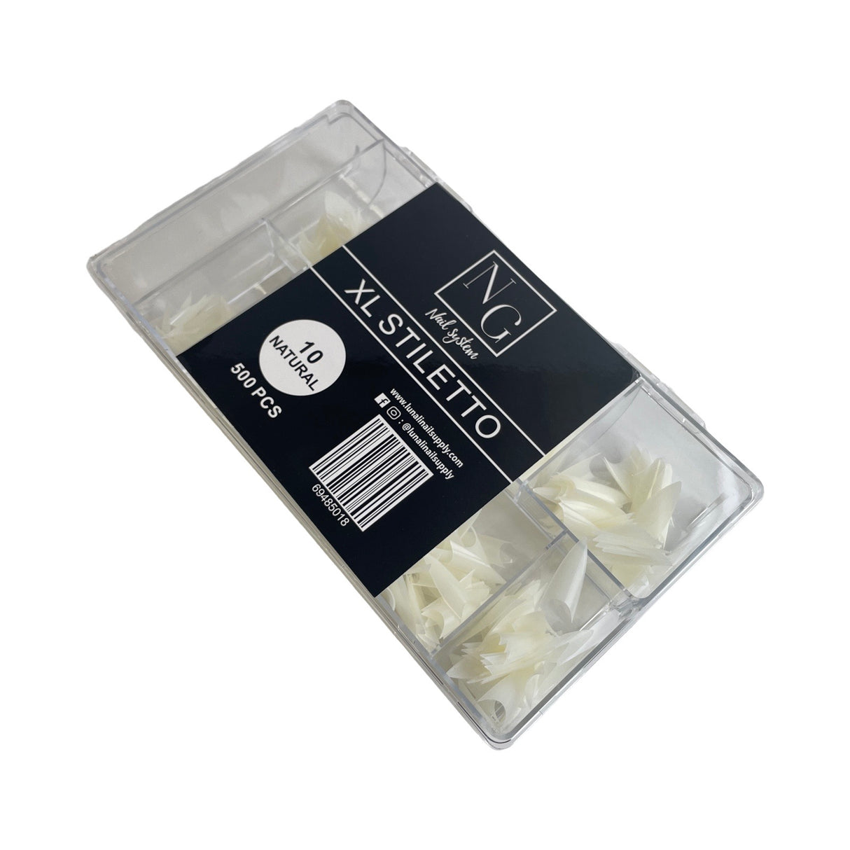 XL NO C Stiletto Natural Acrylic Nail Tips Box - 500pc