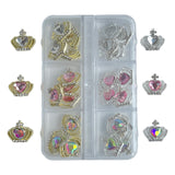 3D Heart Crowns Nail Charms Mix Colors - 30pcs