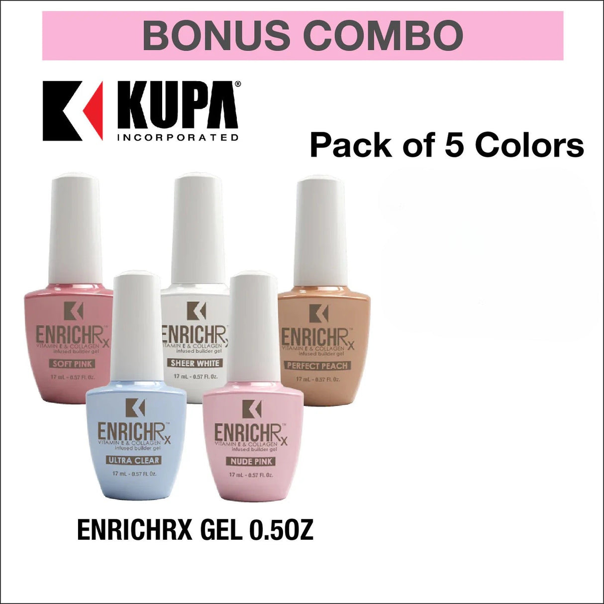 Kupa EnrichRx Builder Gel 0.5oz - Pack of 5 Colors