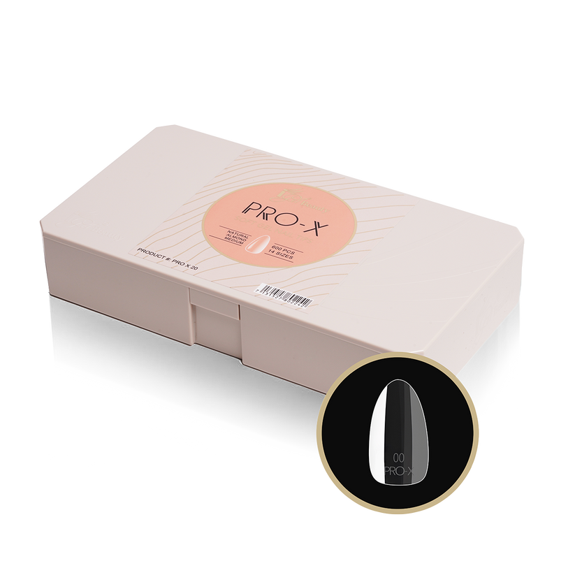 PRO-X Soft Gel Nail Tips 20 - Natural Almond Medium (14 Sizes | 600pc)