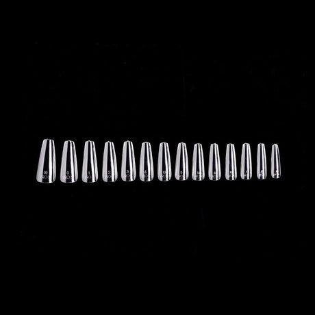 PRO-X Soft Gel Nail Tips 15 - Natural Coffin Long - 14 Sizes | 600pc