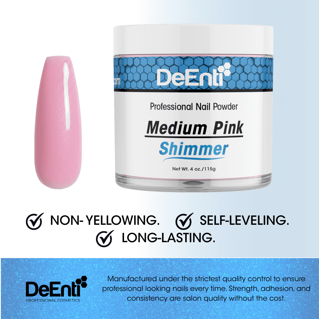 Medium Pink Shimmer Acrylic Powder – 4 oz