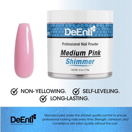 Medium Pink Shimmer Acrylic Powder – 4 oz